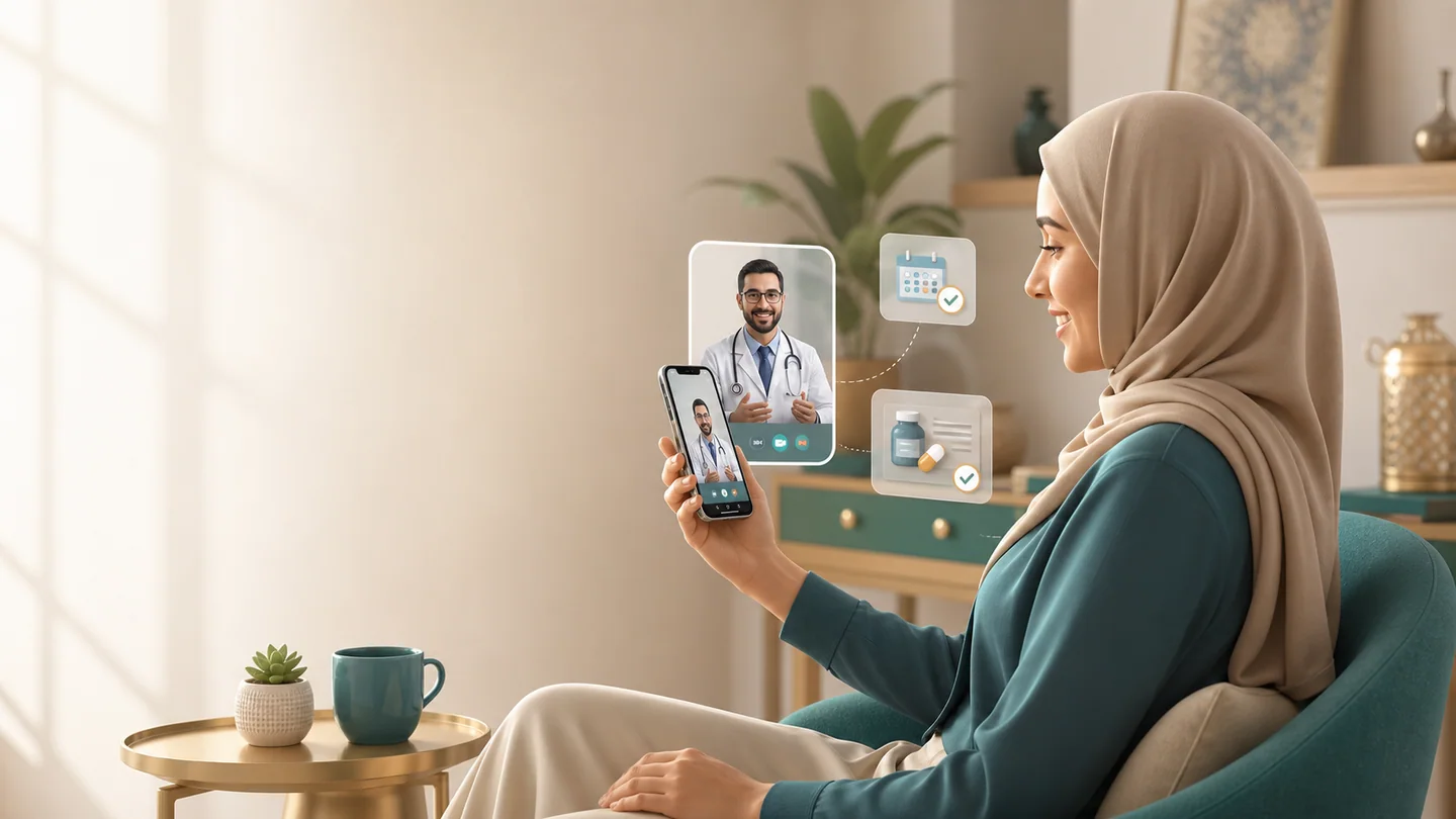 Patient starting a video consultation from home